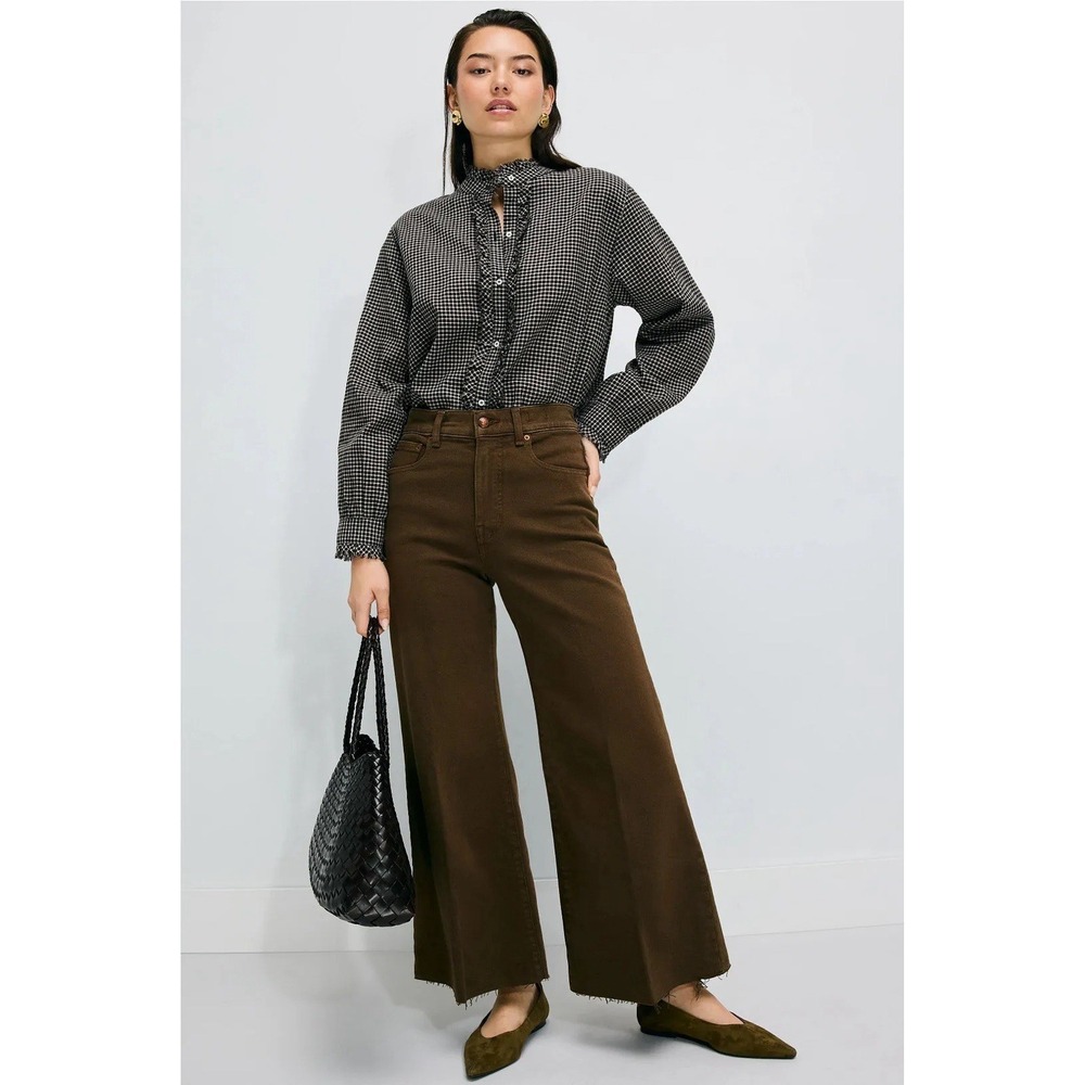 Madewell Women's Flared Wide Leg Jean Highwaisted Dark Mocha Size 25 NWOT